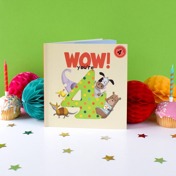 Wow! You're 4 | Age Cards | Age Birthday Cards | Age 4