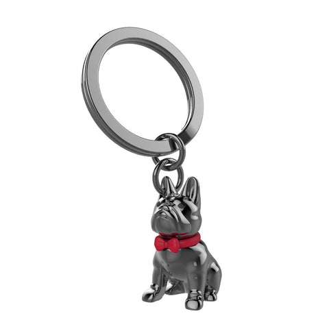 Meta[l]morphose® Black French Bulldog with Bow Tie Keyring