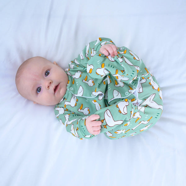 Unisex Baby Cotton Sleepsuit (Onesie) – Dancing Ducks Print