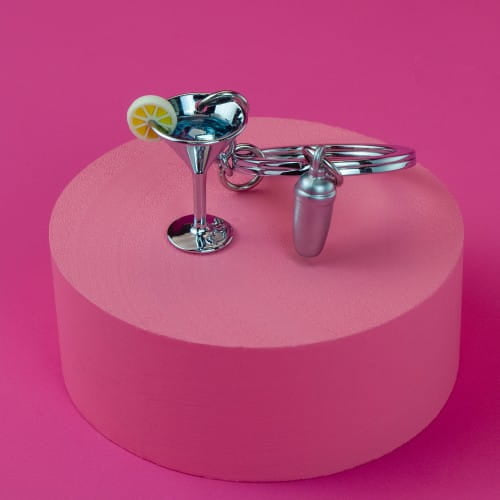 Meta[l]morphose® Silver Cocktail Glass & Shaker Keyring