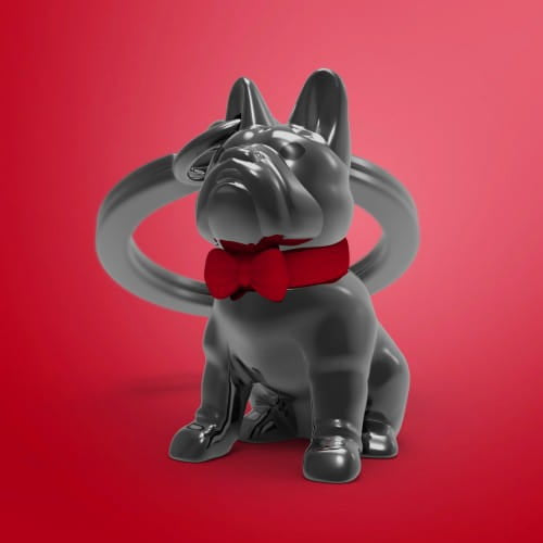 Meta[l]morphose® Black French Bulldog with Bow Tie Keyring