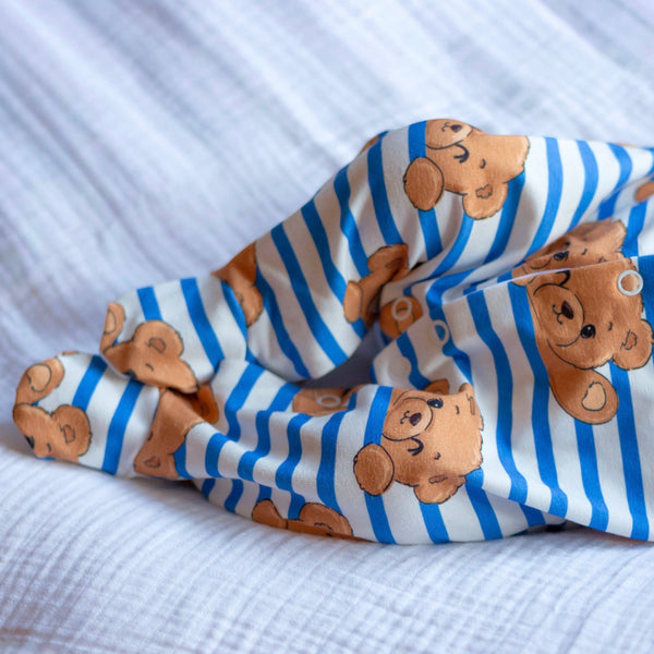Unisex Baby Cotton Sleepsuit (Onesie) – Teddy Stripe