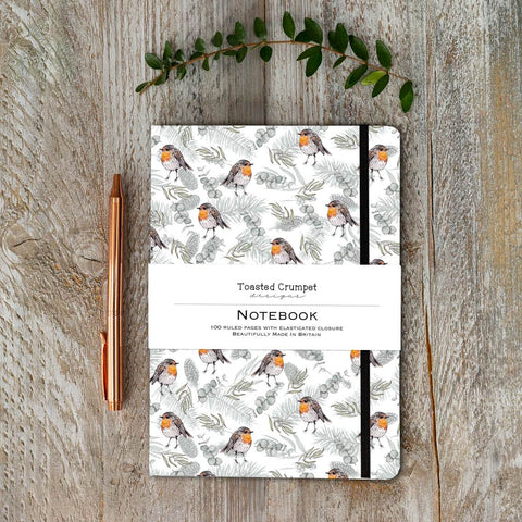 Robin & Eucalyptus (Pure) A5 Lined Notebook loo