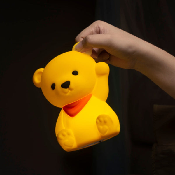 Dhink Medium Colour Changing LED Night Light | Yellow Teddy Bear with Orange Scarf