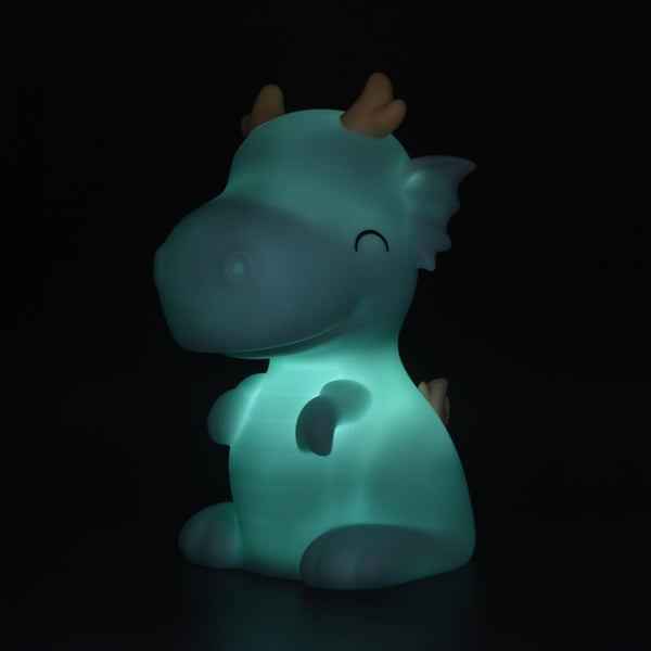 Dhink | Mini Colour Changing LED Night Light | Green Dragon with Yellow Horns.