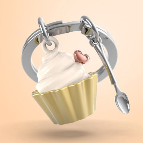 Meta[l]morphose® Gold Cupcake & Spoon Keyring
