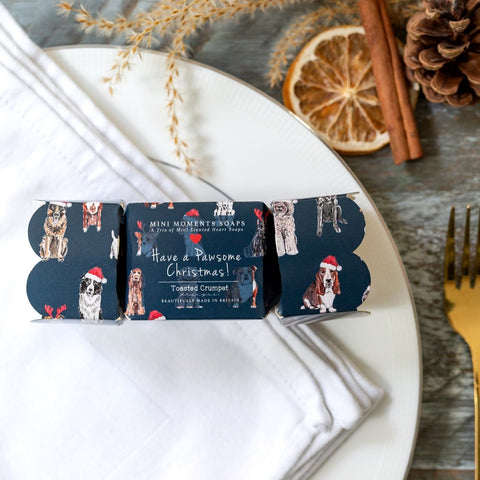 Mini Moments Boxed Trio of Heart Shaped Soaps - Christmas Dogs