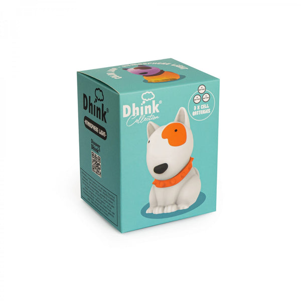 Dhink  | Mini Colour Changing LED Night Light | White Dog with Orange Patch