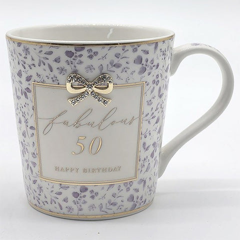 Hearts Design 50th Birthday Mug