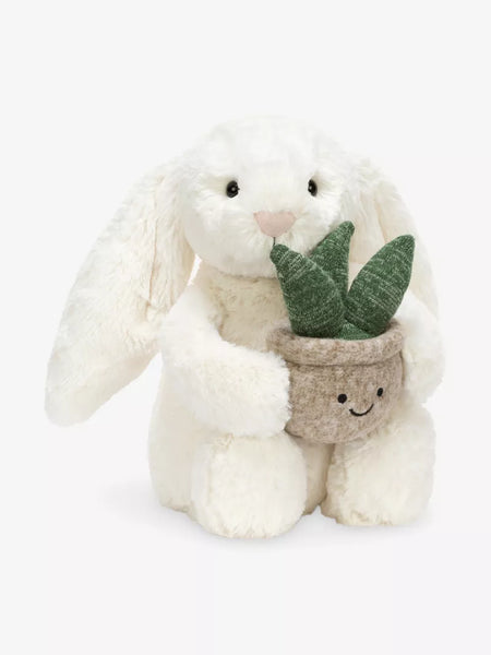 Cream Bunny with Plant