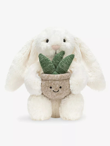 Cream Bunny with Plant