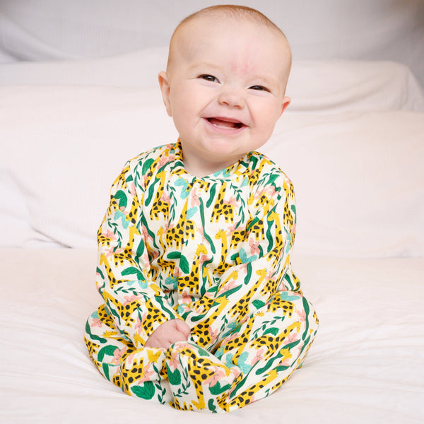 Unisex Baby Cotton Sleepsuit (Onesie) – Jungle Giraffe Print