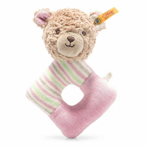 GOTS Rosy Teddy Bear grip toy with rattle