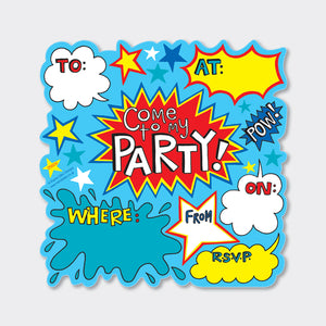 Die Cut Social Stationery - Super Hero Party Invitations