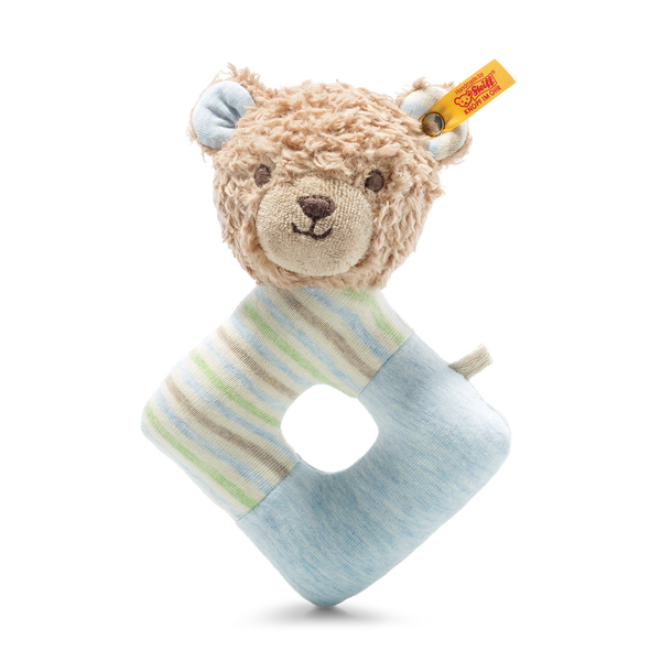 GOTS Rosy Teddy Bear grip toy with rattle
