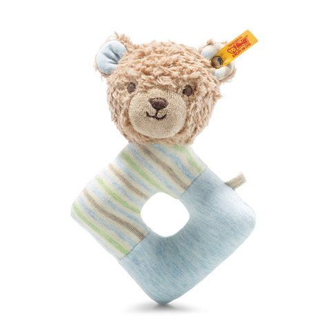 GOTS Rosy Teddy Bear grip toy with rattle