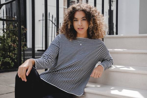 Cara Cashmere Mix Jumper in French Navy