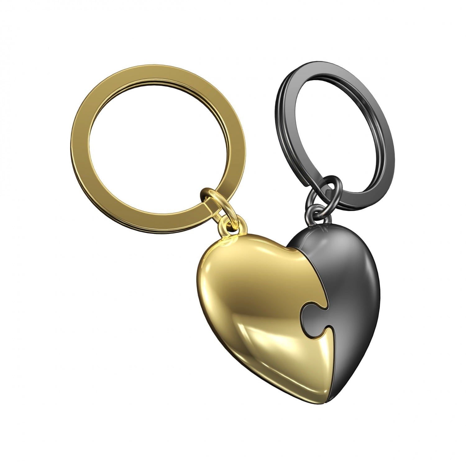 Meta[l]morphose® Two Piece Grey And Gold Heart Puzzle Keyring